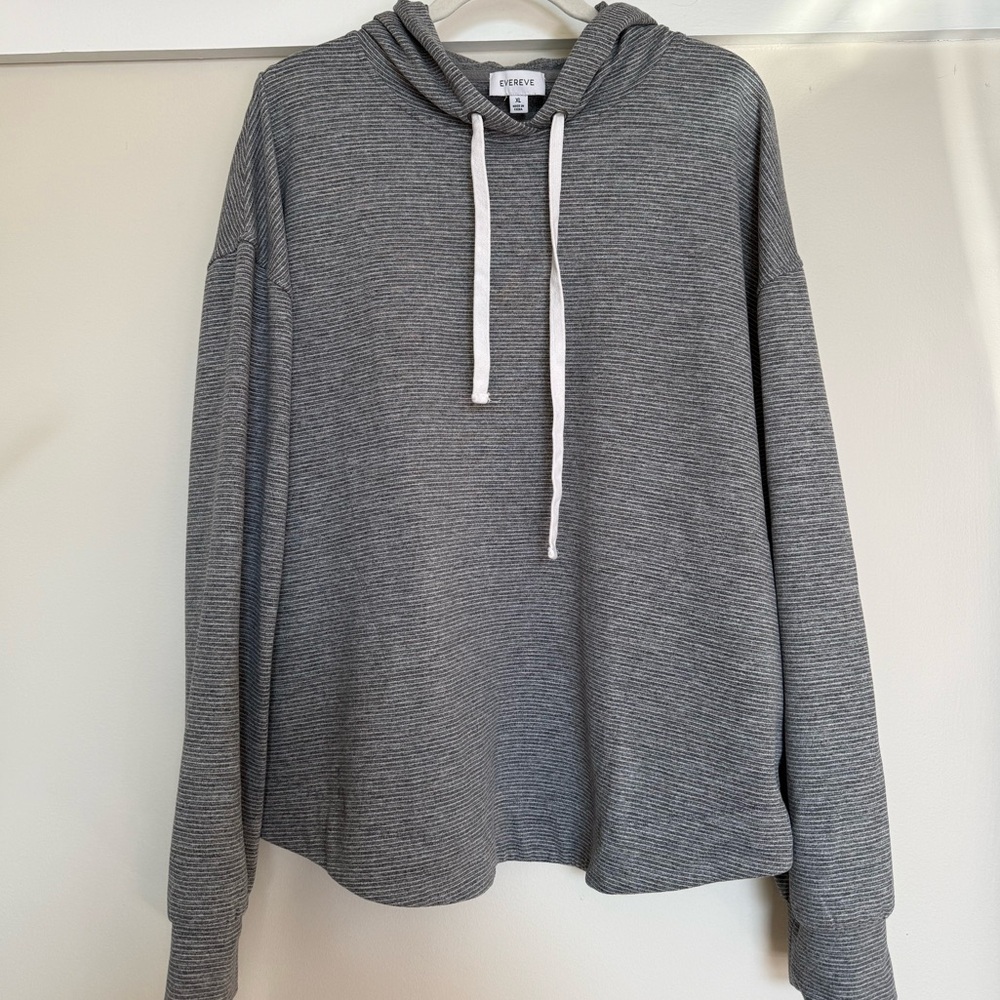 Evereve Charcoal Gray Striped Hoodie Sweater